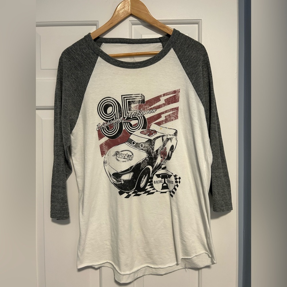 Disney Lightning McQueen Gray and White Long Sleeve Tee